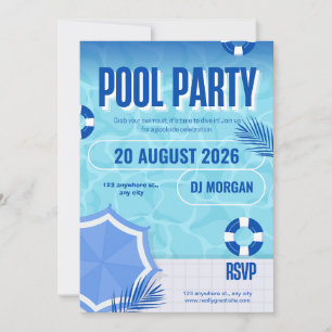 Invitation d'anniversaire BRUH Blue Pool Party É