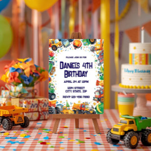 Invitation d'anniversaire Camion de construction A