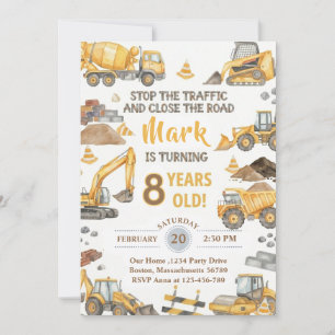 Invitation d'anniversaire camion de construction j