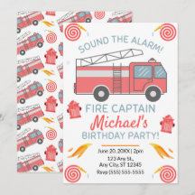 Invitation d'anniversaire Camion de pompiers