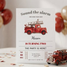 Invitation d'anniversaire Camion de pompiers Sonne