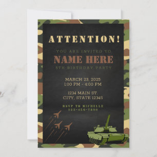Invitation d'anniversaire camouflage de l'armée