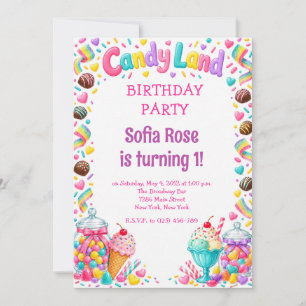 Invitation d'anniversaire Candyland Candy premier