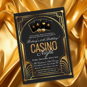 Invitation d'anniversaire Casino Vegas Noir et Or