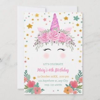 Invitation d'anniversaire Caticorn cati corn invit