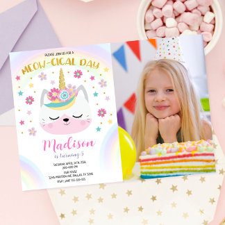 Invitation d'anniversaire Caticorn, Chat Licorne M