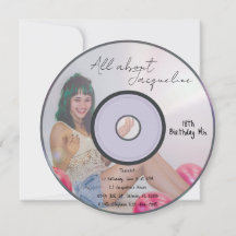Invitation d'anniversaire CD musique Retro Girls