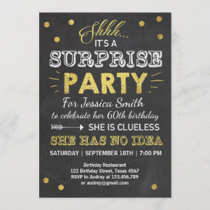 Invitation d'anniversaire Chalkboard Gold