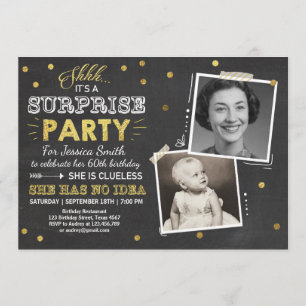 Invitation d'anniversaire Chalkboard Gold