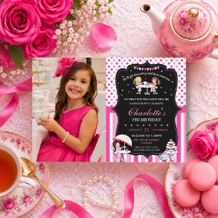 Invitation d'anniversaire chic rose pour une fille