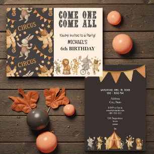 Invitation d'anniversaire cirque vintage fantaisis