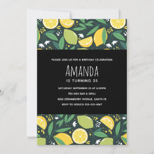 Invitation d'anniversaire Citron Jaune et Lime Ver