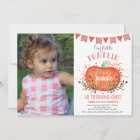 Invitation d'anniversaire Citrouille fille orange