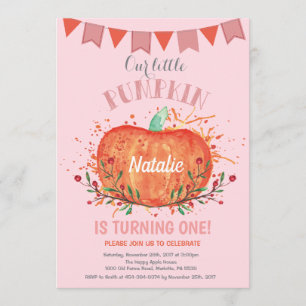 Invitation d'anniversaire Citrouille fille orange 
