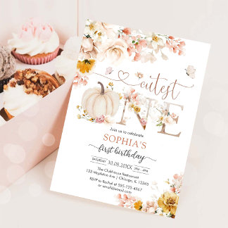 Invitation d'anniversaire Citrouille Florale La Pl