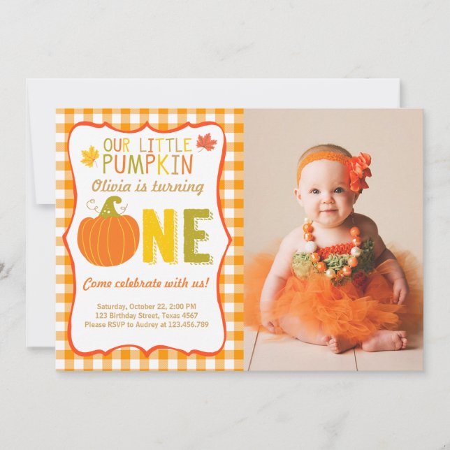 Invitation d'anniversaire Citrouille Orange Premie (Devant)