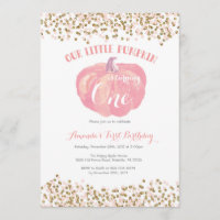 Invitation d'anniversaire citrouille Pink and Gold