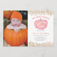 Invitation d'anniversaire Citrouille Pink and Gold