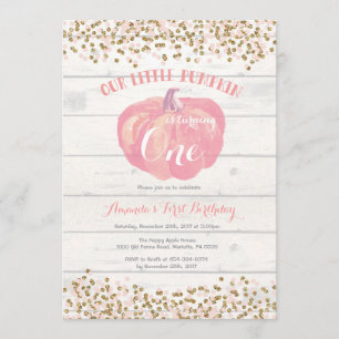 Invitation d'anniversaire Citrouille Pink and Gold
