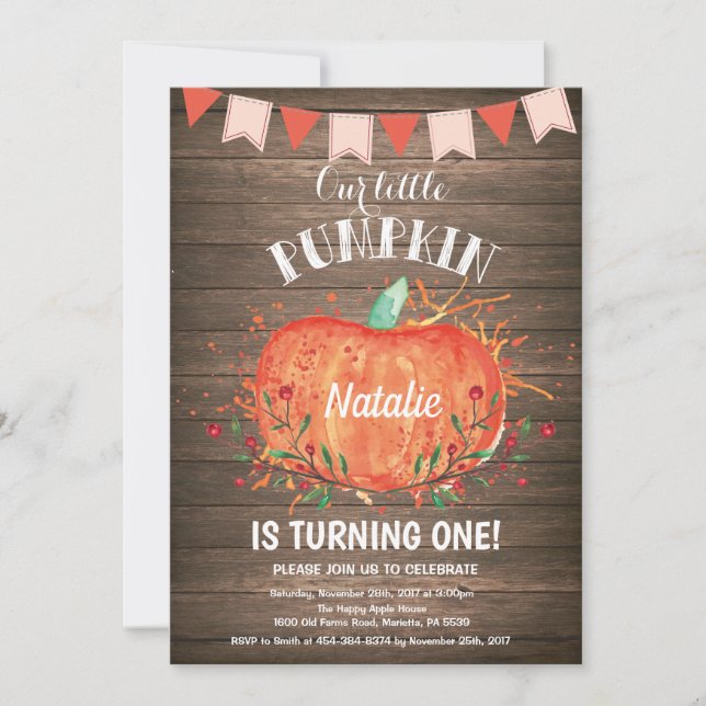 Invitation d'anniversaire Citrouille russe rose (Devant)