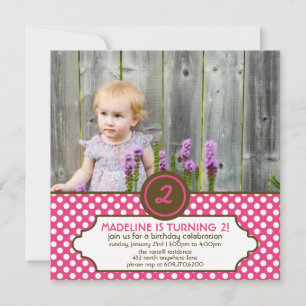 Invitation d'anniversaire classique Polka Dot (ros