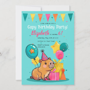 Invitation d'anniversaire colorée de Capy Happy Ca
