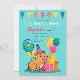 Invitation d'anniversaire colorée de Capy Happy Ca