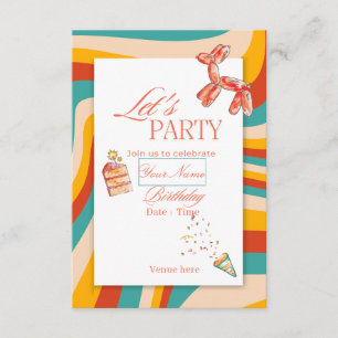 Invitation d'anniversaire colorée "Faisons la fête
