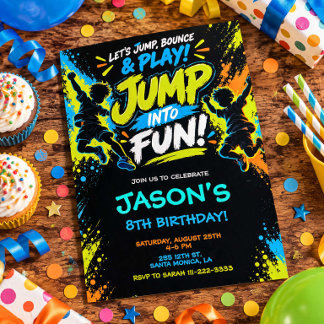 Invitation d'anniversaire Colorée Jump