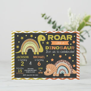 Invitation d'anniversaire commune à thème dinosaur