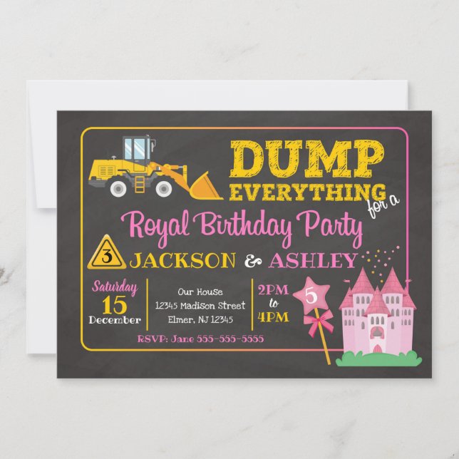Invitation d'anniversaire conjointe Construction & (Devant)