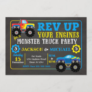 Invitation d'anniversaire conjointe de Monster Tru