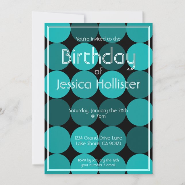 Invitation d'anniversaire cool moderne | Aqua bleu (Devant)