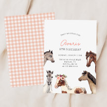 Invitation d'anniversaire Cowgirl Boho Cheval