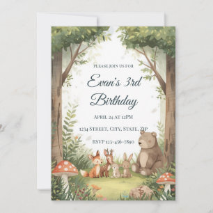 Invitation d'anniversaire Créatures de la forêt à