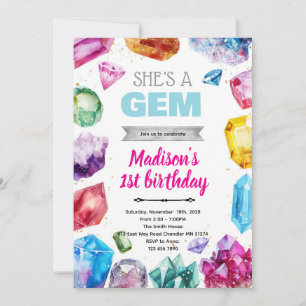 Invitation d'anniversaire Crystal Gemstone