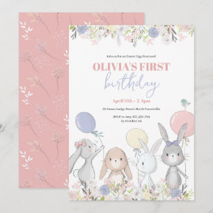 Invitation d'anniversaire Cute Bunnies