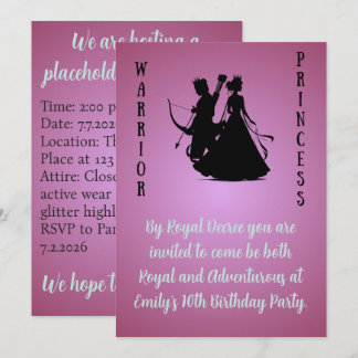 Invitation d'anniversaire d'activité de princesse
