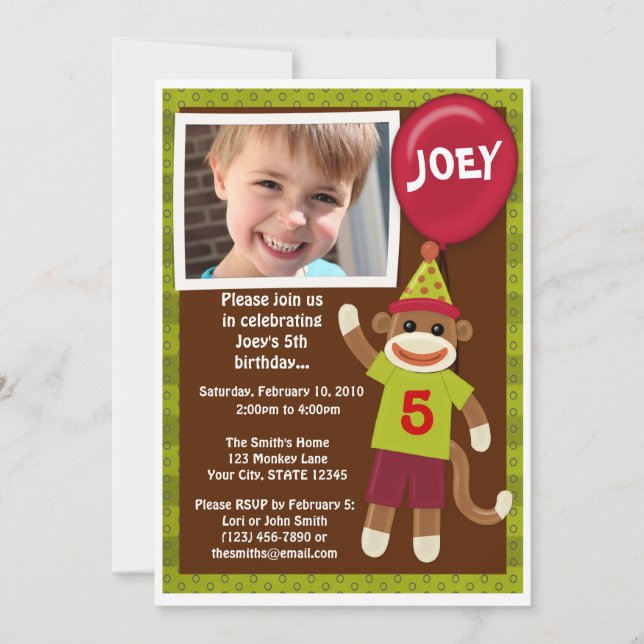 Invitation d'anniversaire d'affaires de singe de (Devant)