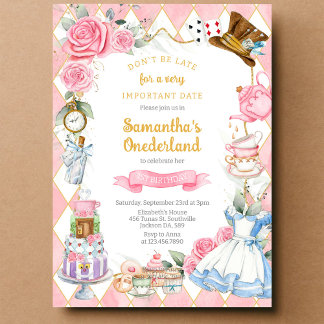 Invitation d'anniversaire d'Alice au pays des merv