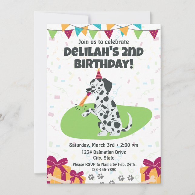 Invitation d'anniversaire dalmate (Devant)