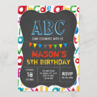 Invitation d'anniversaire d'alphabet