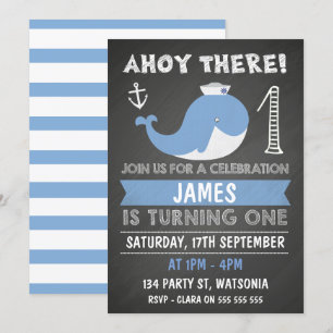 Invitation d'anniversaire d'Ancre de baleine de