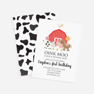 Invitation d'anniversaire d'animal de ferme avec i