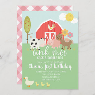 Invitation d'anniversaire d'animal de ferme avec p