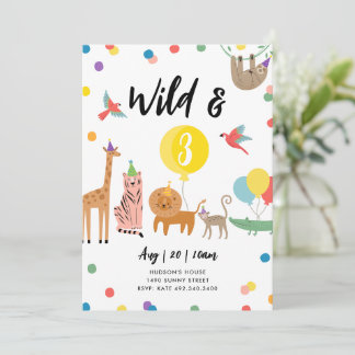 Invitation d'anniversaire d'animaux sauvages et à
