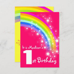 Invitation d'anniversaire d'arc-en-ciel pourpre