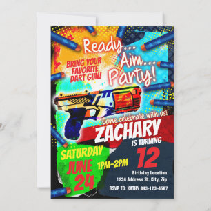 Invitation d'anniversaire d'arme Dart, invitation