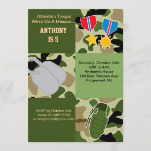 Invitation d'anniversaire d'armée de troupes