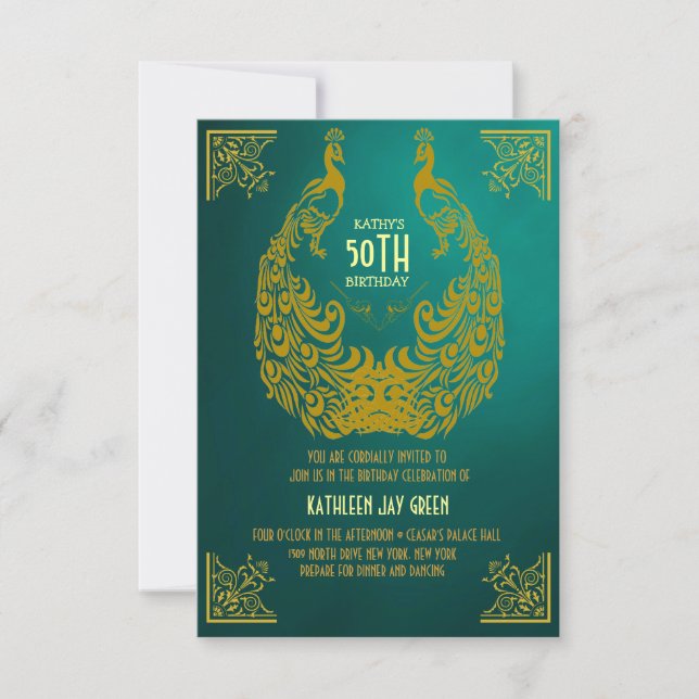 Invitation d'anniversaire d'art déco des années (Devant)